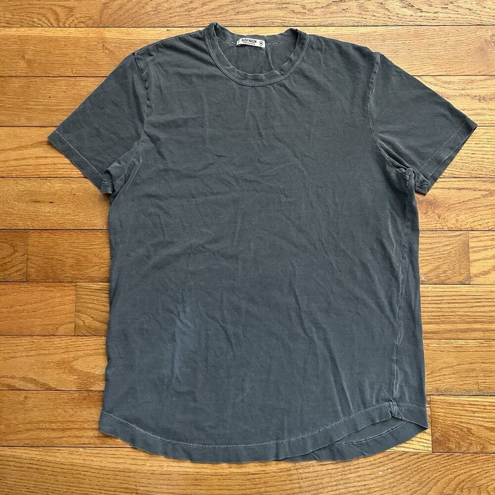 Buck Mason Basic Grey Curved Hem Tee Shirt Medium